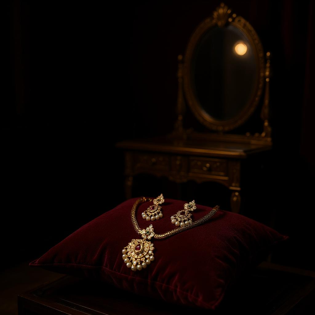 Bridal Antique Gold Kundan Necklace Set with Ruby and Pearl Detailing